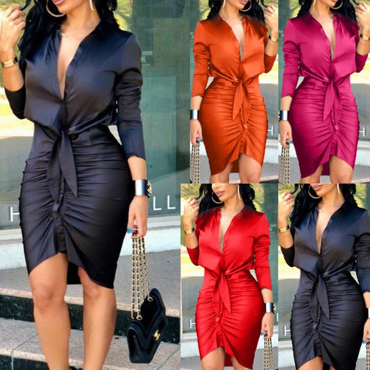 Elegant Long Sleeve Midi Dress | TrendyAffordables - TrendyAffordables - 0
