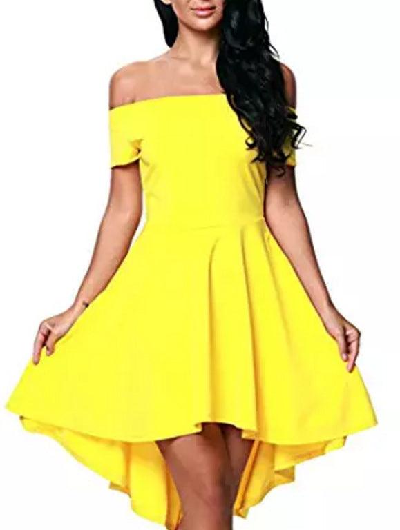 Elegant One Shoulder Short Sleeve Swallowtail Skirt | TrendyAffordables - TrendyAffordables - 0