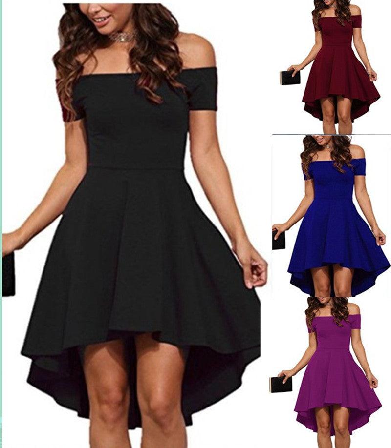 Elegant One Shoulder Short Sleeve Swallowtail Skirt | TrendyAffordables - TrendyAffordables - 0
