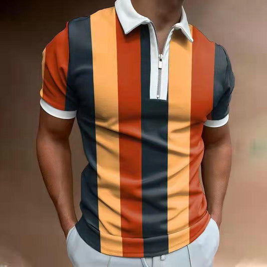 Men's TrendyAffordables Striped Polo Shirt | Stylish Short Sleeve Lapel Tee - TrendyAffordables - 0
