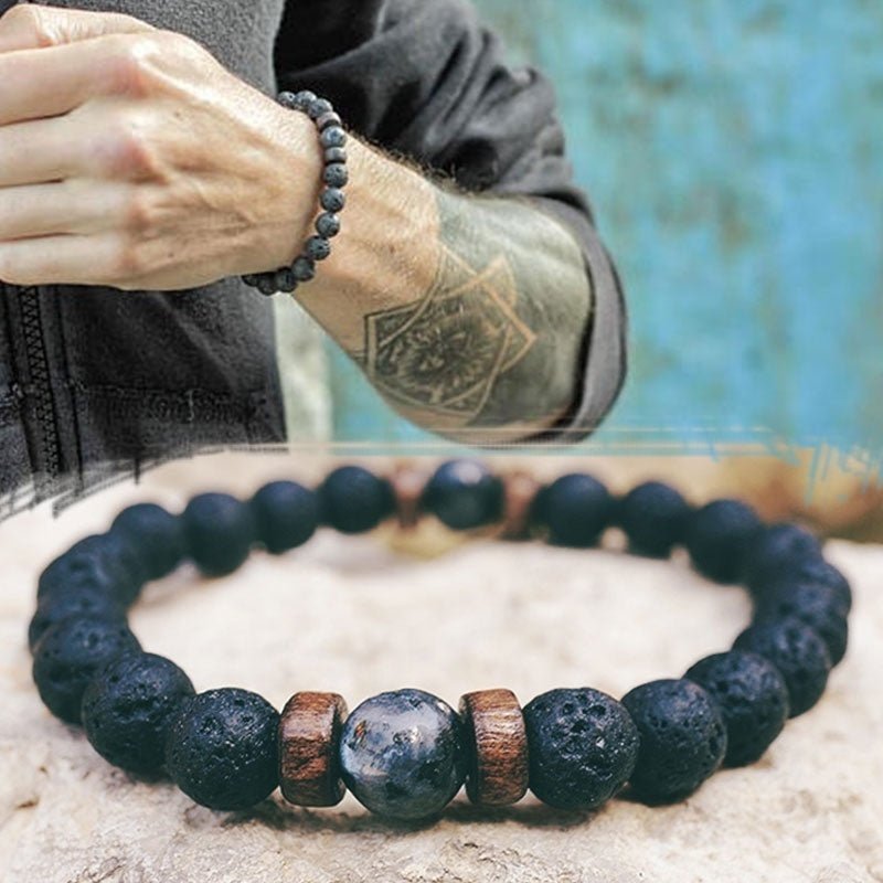 Personality Men's Black Volcanic Stone Bracelet | TrendyAffordables - TrendyAffordables - 0
