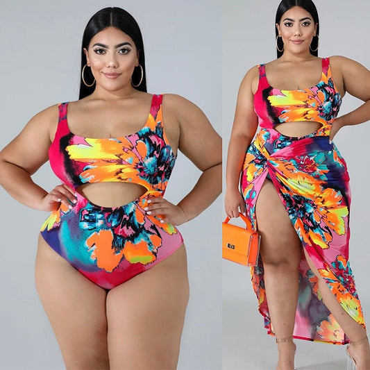 Plus Size Skirted One-Piece Swimsuit | TrendyAffordables - TrendyAffordables - 0