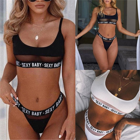 Sexy Split Bikini with Openwork Letters | TrendyAffordables - TrendyAffordables - 0