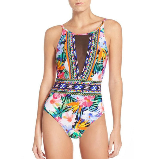 Stylish Floral Mesh One Piece Swimsuit | TrendyAffordables - TrendyAffordables - 0