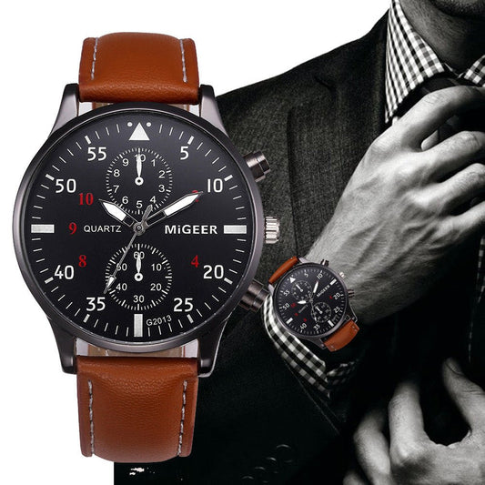 Stylish Leather Band Men's Watches | Retro Design, Analog Quartz, Affordable | TrendyAffordables - TrendyAffordables - 0