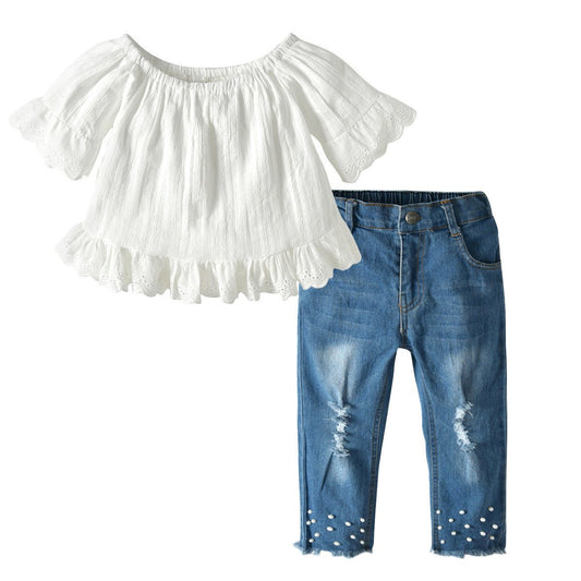 TrendyAffordables Girls' Pearl Jeans Set | Stylish and Affordable - TrendyAffordables - 0