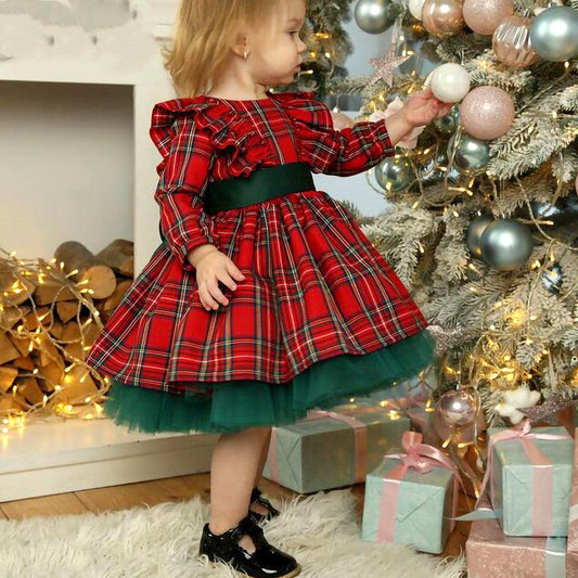 TrendyAffordables Girls Red Checkered Christmas Dress | Stylish, Affordable, and Festive - TrendyAffordables - 0