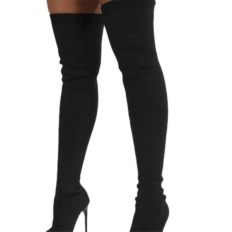 TrendyAffordables Knit Over-the-Knee High-Heel Boots - TrendyAffordables - 0