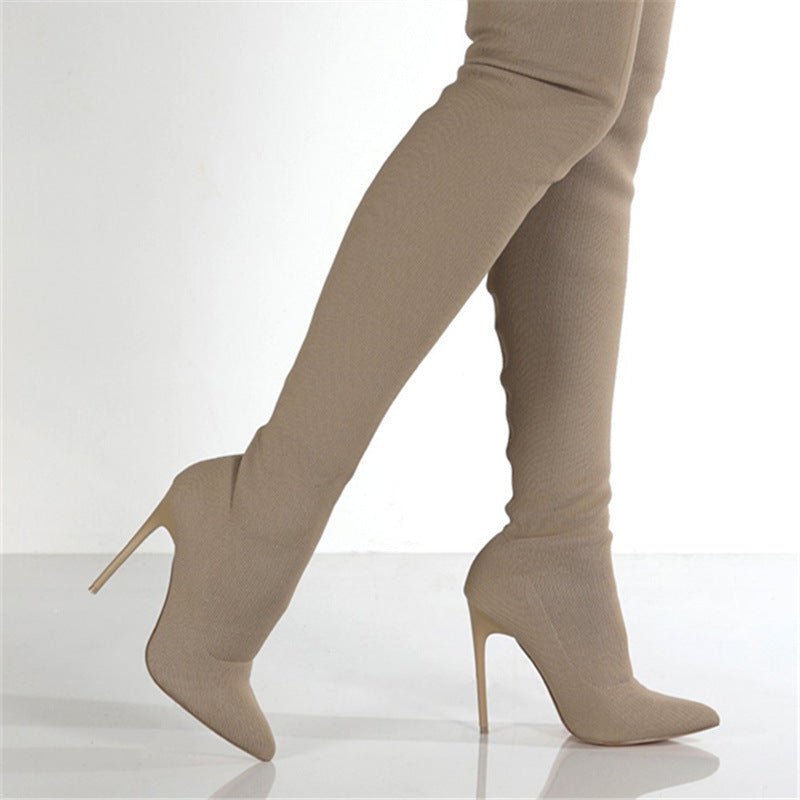 TrendyAffordables Knit Over-the-Knee High-Heel Boots - TrendyAffordables - 0