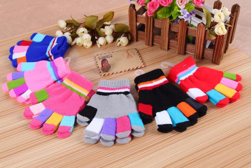 TrendyAffordables Knitted Colorful Striped Full Finger Warm Gloves - TrendyAffordables - 0