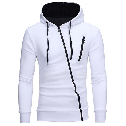 TrendyAffordables | Men's Diagonal Zipper Hooded Sweater - TrendyAffordables - 0