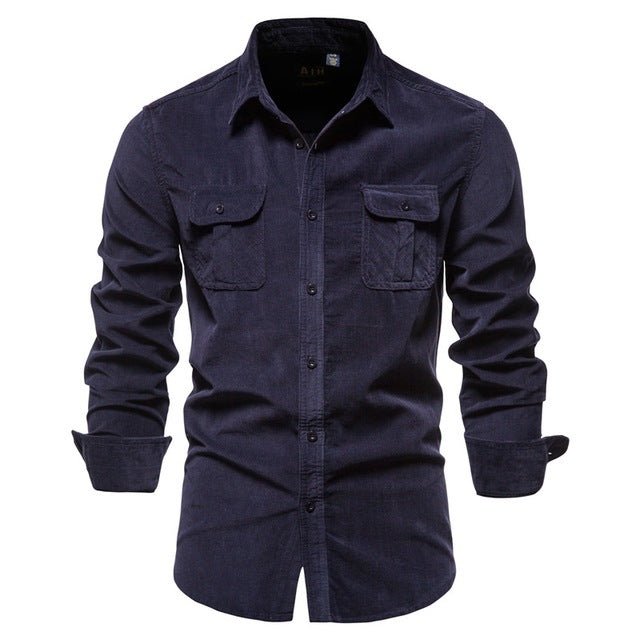 TrendyAffordables Men's Long Sleeve Casual Shirt - Stylish Blue College Wear - TrendyAffordables - 0