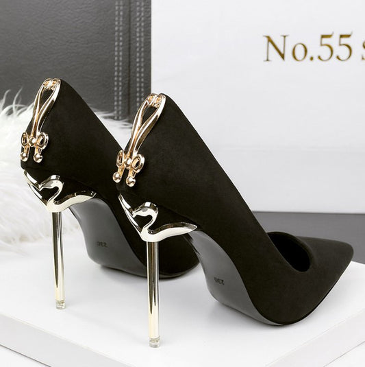 TrendyAffordables Sleek Stiletto High Heels with Metal Bow - TrendyAffordables - 0