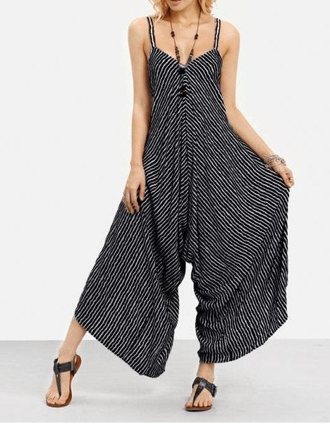 TrendyAffordables | Striped Suspenders Cropped Jumpsuit - Fashionable & Affordable - TrendyAffordables - 0