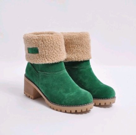 TrendyAffordables Thick Heel Suede Mid-Tube Snow Boots - TrendyAffordables - 0