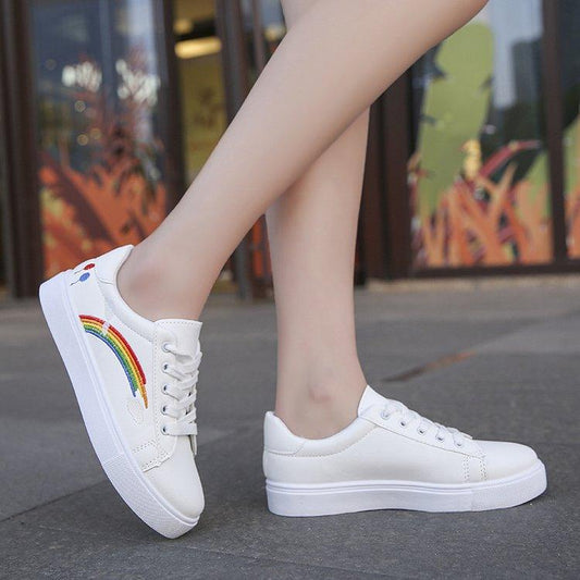 TrendyAffordables Women's Rainbow White Sneakers | Stylish & Budget-Friendly - TrendyAffordables - 0