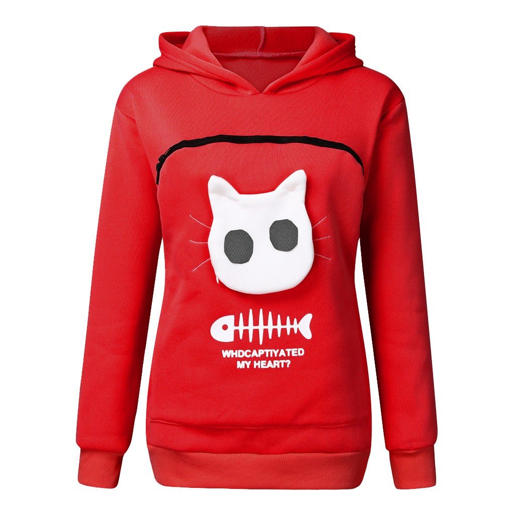 Women's Cat Pocket Hoodie Sweatshirt | TrendyAffordables - TrendyAffordables - 0