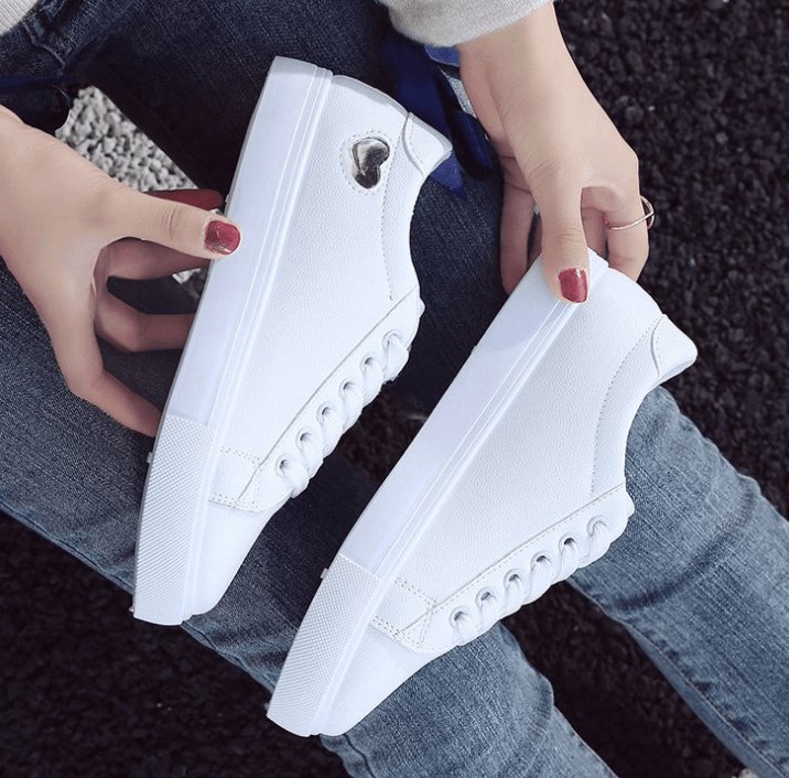 Women's Heart Design PU Leather Casual Sneakers | TrendyAffordables - TrendyAffordables - 0