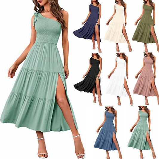 Women's Summer Asymmetrical Hem Split Dress | TrendyAffordables - TrendyAffordables - 0
