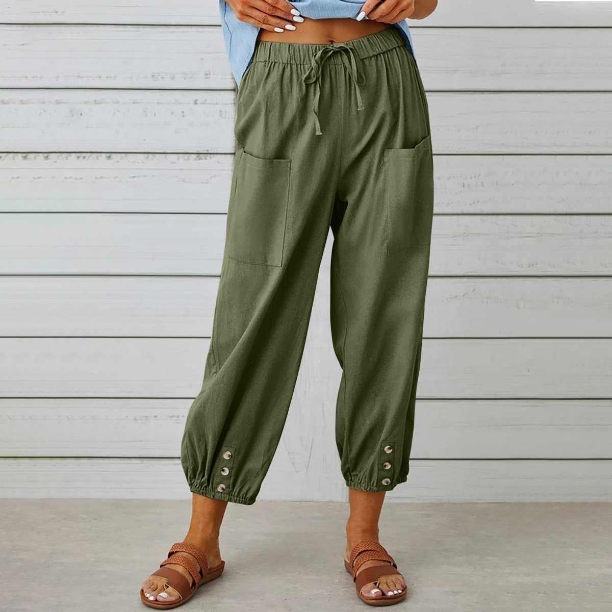 TrendyAffordables | Women's Drawstring Cotton & Linen Pants with Pockets - TrendyAffordables - 4