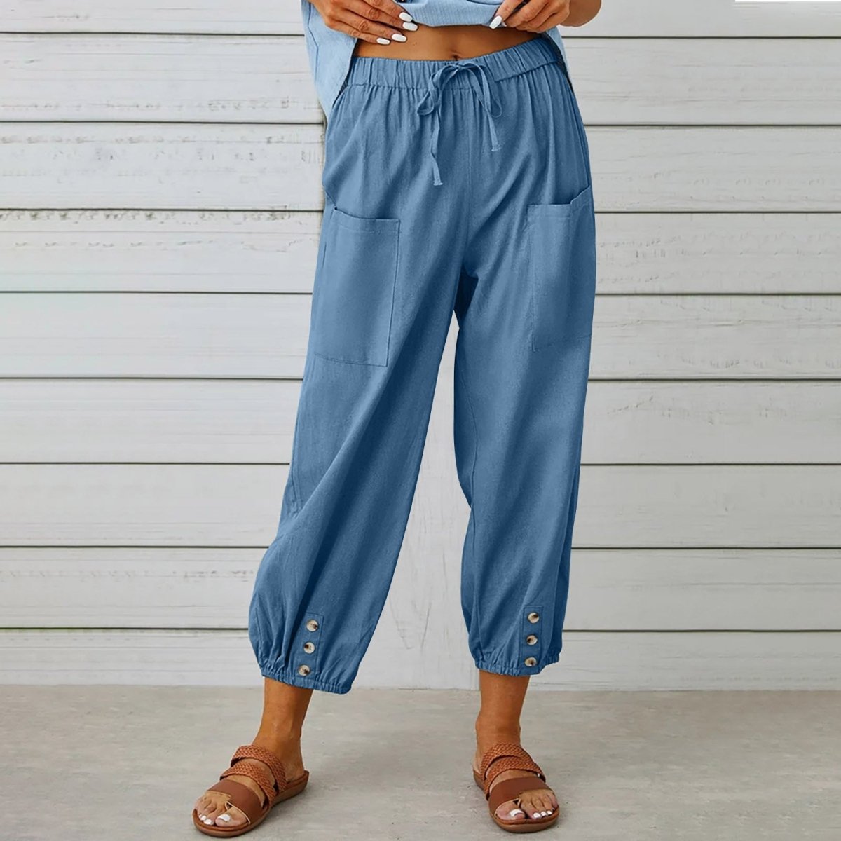 TrendyAffordables | Women's Drawstring Cotton & Linen Pants with Pockets - TrendyAffordables - 4