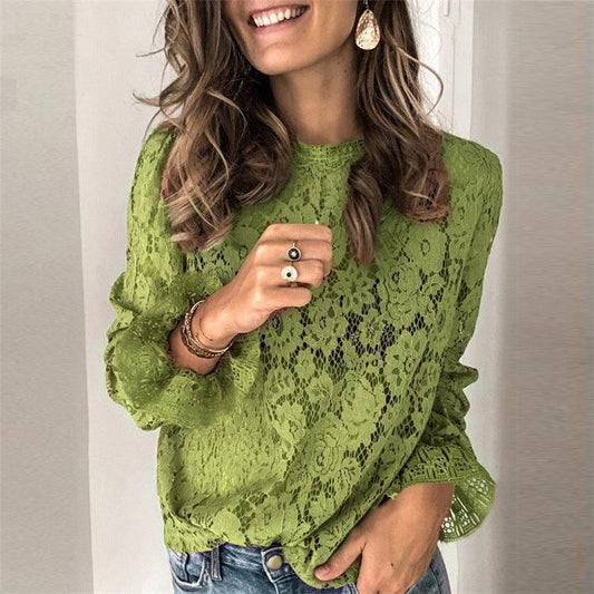 TrendyAffordables Women's Hollow Lace Shirt | Stylish, Affordable Lace Tops - TrendyAffordables - 4