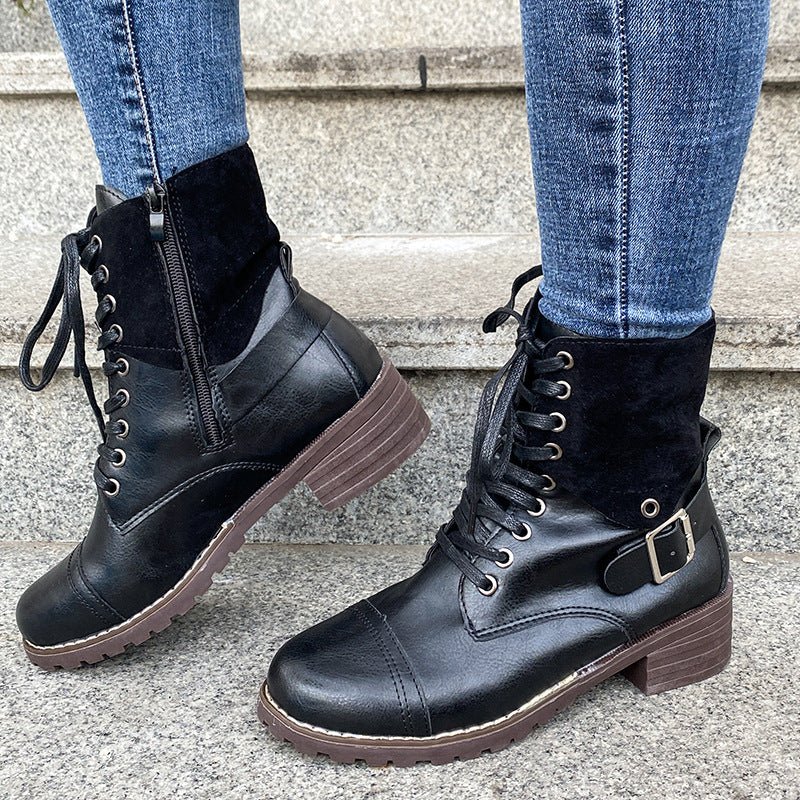 Women's Low Heel Lace-up Martin Boots | TrendyAffordables - TrendyAffordables - 4