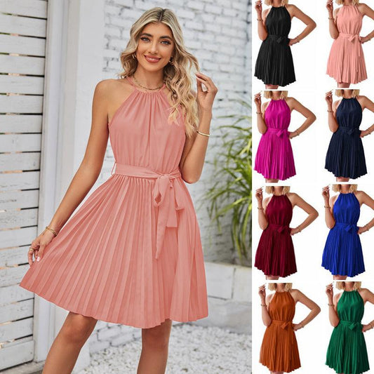 Women's Trendy Halter Strapless Pleated Skirt Beach Dress | TrendyAffordables - TrendyAffordables - 4
