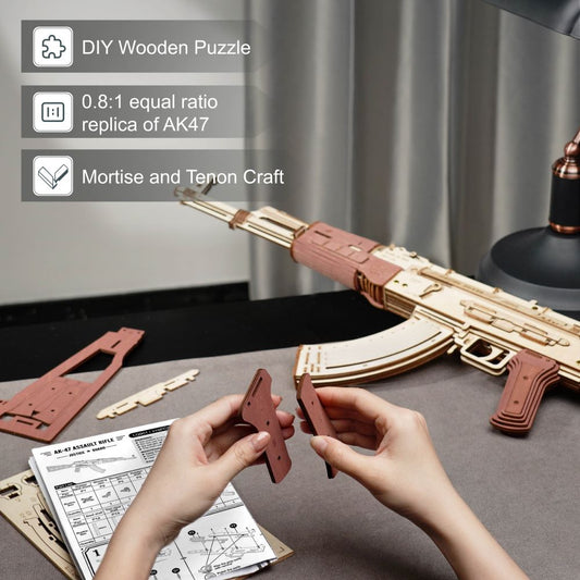 TrendyAffordables 3D Wooden AK-47 Rifle Model Kit - Dual Firing Mode - TrendyAffordables - 4