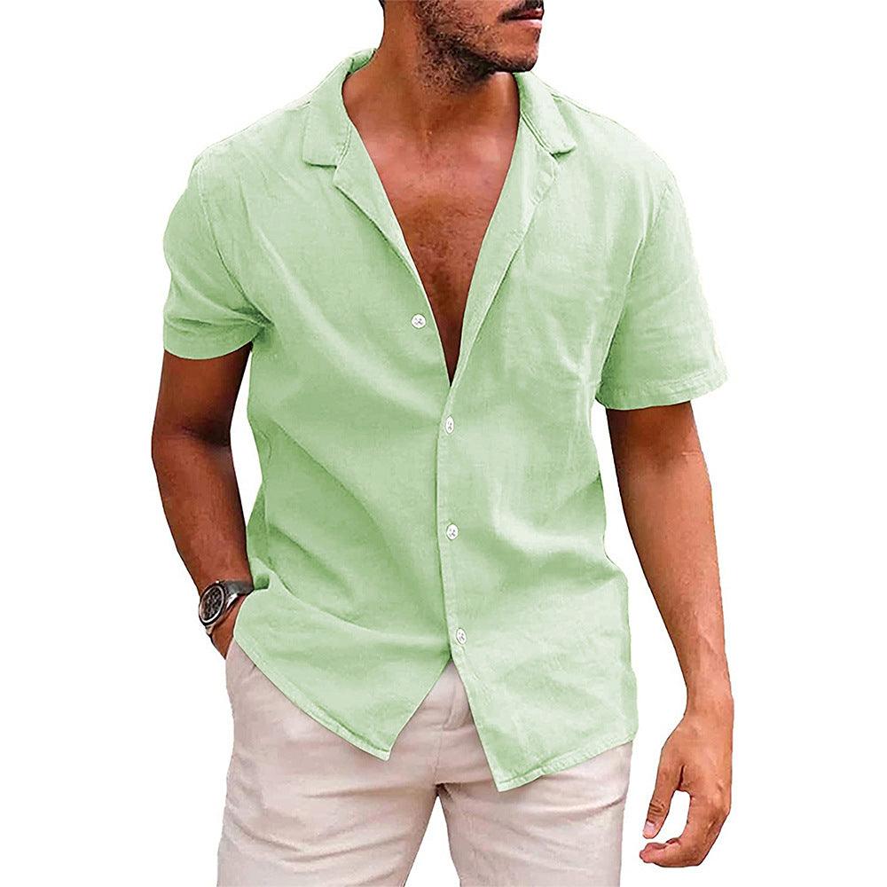 TrendyAffordables | Men's Summer Short Sleeve Casual Linen Shirt - TrendyAffordables - 4