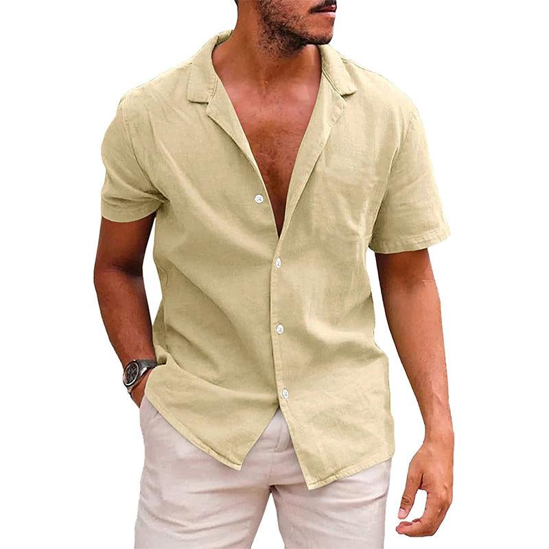 TrendyAffordables | Men's Summer Short Sleeve Casual Linen Shirt - TrendyAffordables - 4